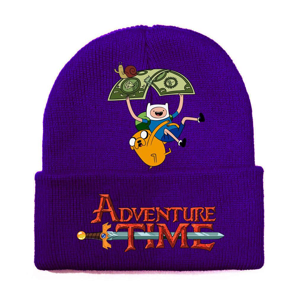 Adventure Time Cartoon Print Acrylic Knit Hat Winter Warm Unisex Beanie For Adults Teens
