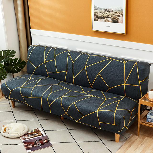 Folding Sofa Furniture Bed Cover Sofa Protective Covers Spandex Stretch Elastic Material Double Chair Cover Slipcovers Living Space Geometric Print