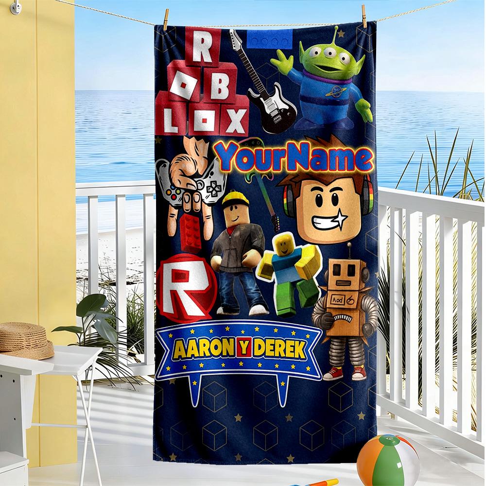 Roblox Personalisierbares Namens-Strandtuch Super Weich & Saugfähig Geeignet für Schwimmen, Fitnessstudio, Camping, Yoga, Urlaub