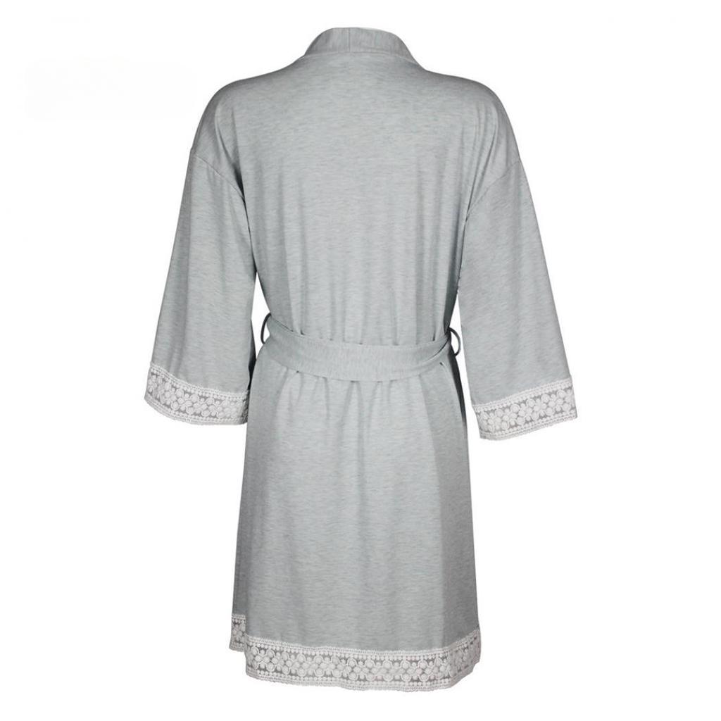 Women's Bathrobe Gown Maternity Nursing Nightdress Robe Kimono Pyjamas Cardigan Sleep Dress