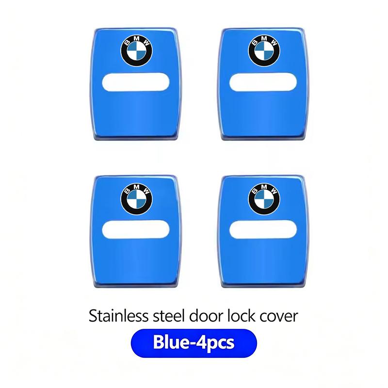 BBKD8 4Pcs Stainless Steel Shock Absorbing Car Door Lock Cover Anti Vibration Latch Protector Accessories For BMW E90 G80 M3 G30 M5 F8