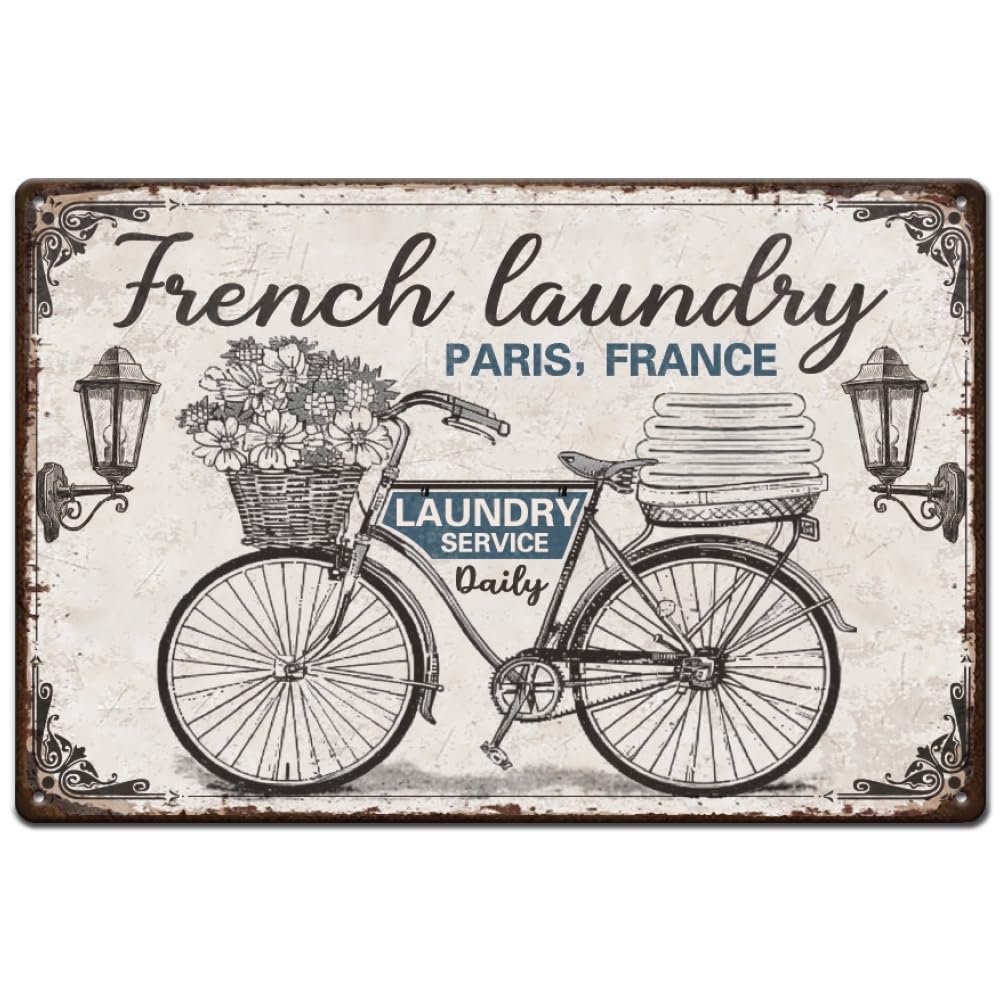 

SUPERDANT Laundry Service Tin American Style Retro Laundry Room Vintage Metal Metal Original Funny Wall Wall Hanging for Outdoor 20x30cm Sign, Sign,