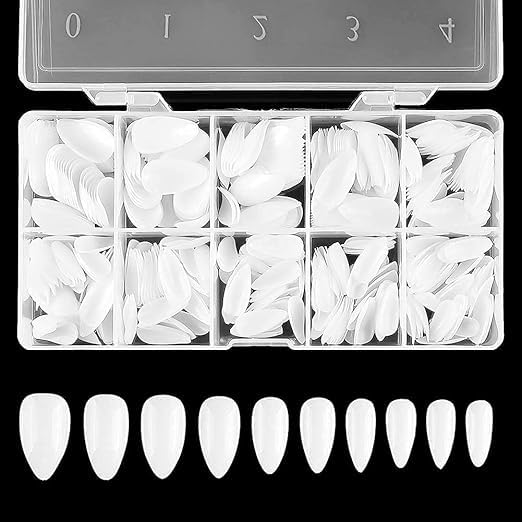 Expesia100pcs/Pack False Nails Tips Full Cover ALMOND Fake Nails Press On Soak Off Nail Tips Short for Women Nail(ALMOND SHAPE)