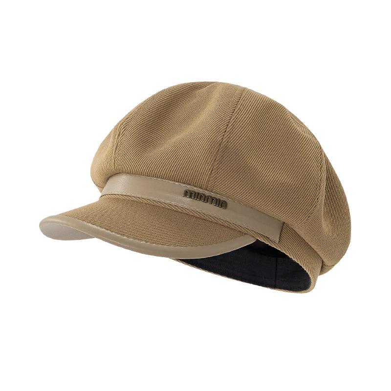 Autumn and winter new metal standard beret children big head circumference show face small reverse wear woolen forward hat painter hat