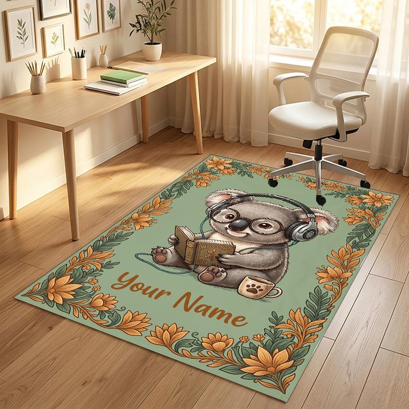 Kittens Theme Soft Crystal Velvet Rug Custom Name & Text Print Non Slip Floor Rug for Bedroom Living Room