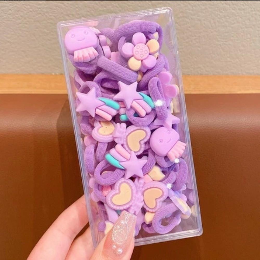 

20Pcs Cute Bow Hair Rope Flowers Elastic Rubber Band Cartoon Not Hurt Hair Hair Tie Little Girl Hair Accessories