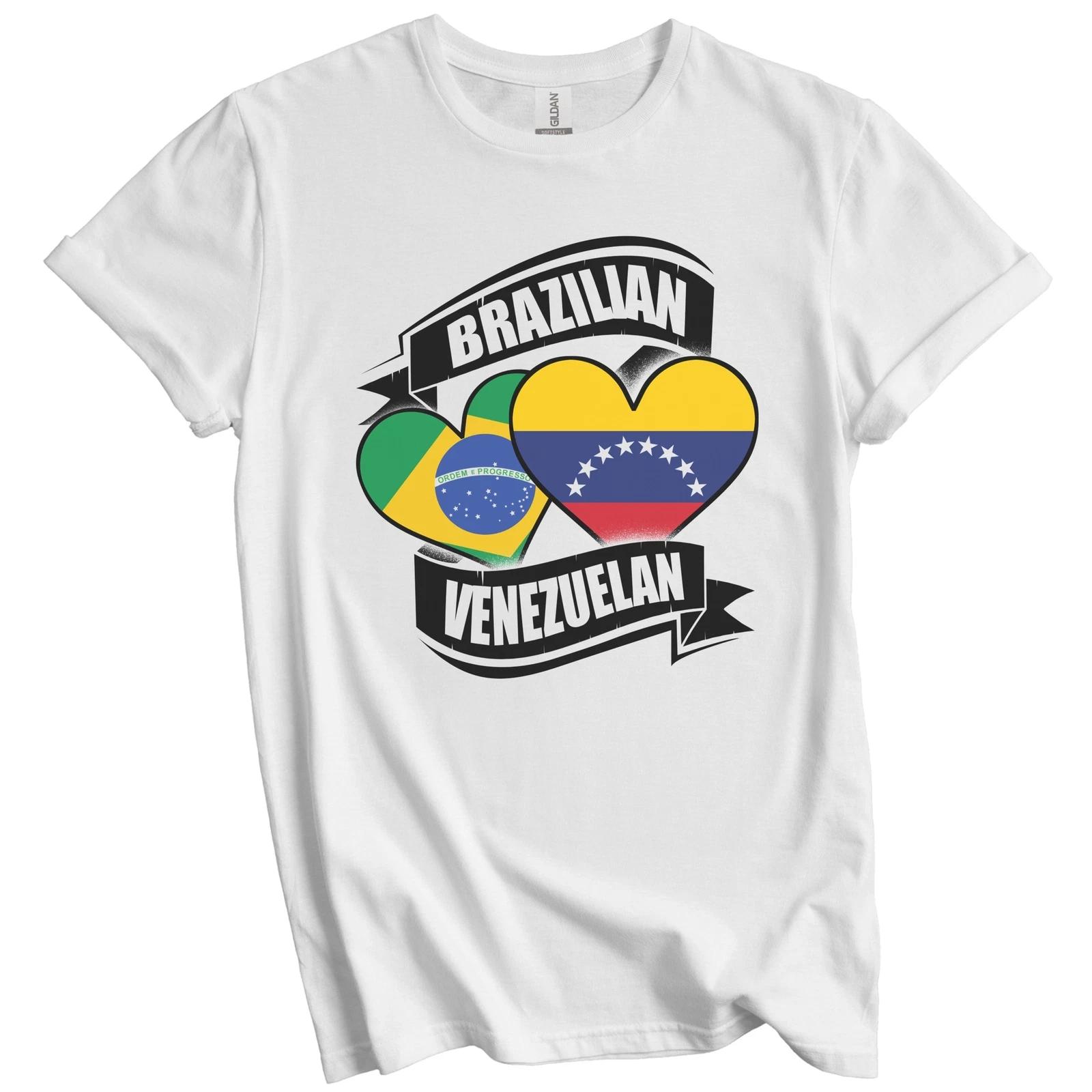 Brazilian Venezuelan Hearts Brazil Venezuela Flags T-Shirt S
