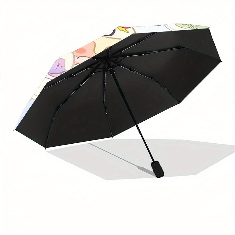Ice Cream Shop POCHACCO Durable Cartoon Folding Umbrella, Portable 3-Fold Compact Umbrella for Men and Women, Suitable for Travel or Daily Use.Y052