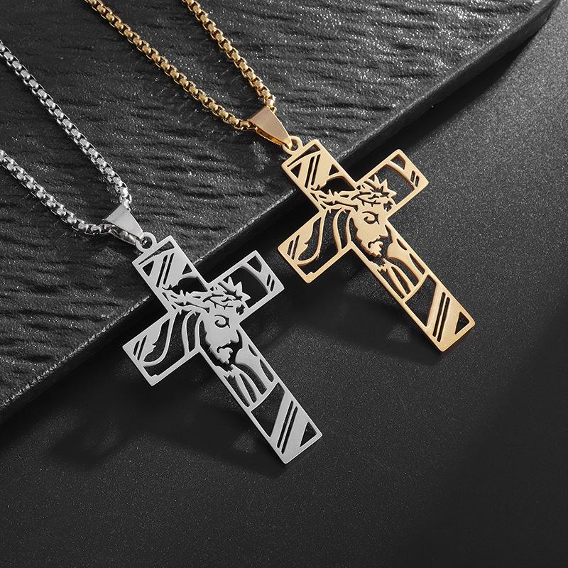 European and American Hollow Design Cross Necklace with Male Personality and Fashion