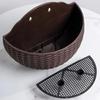 1Pc European Style Wall Hanging Half Round Flowerpot Imitation Rattan Planter for Balcony Outdoor Decor