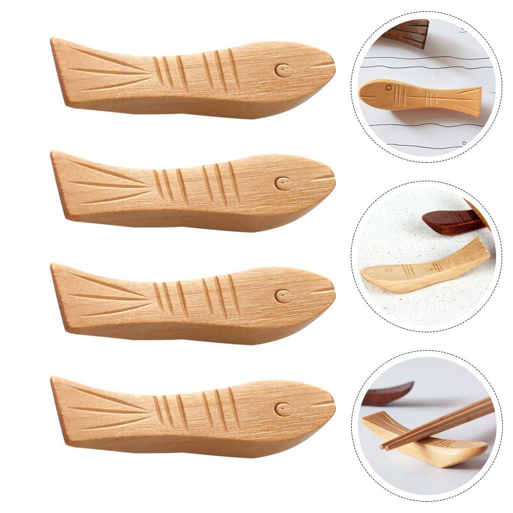 4 pcs Wooden Chopstick Rests Japanese Style Smooth Surface Table Decor For Holding Chopsticks Kitchen Cutlery Organizer Dinning