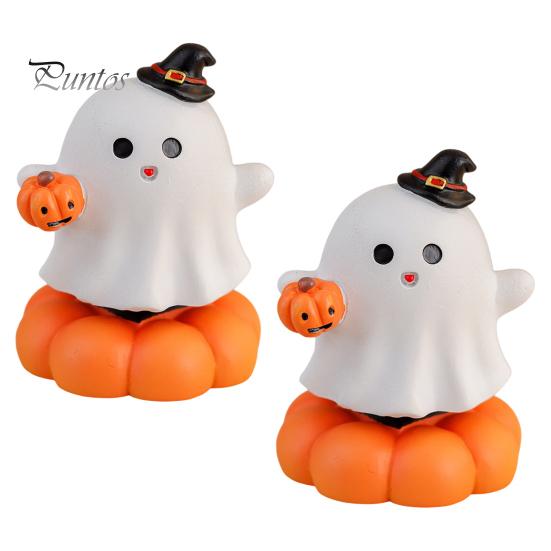 Desktop Halloween Decorations 2Pcs Rotating Tombstone/Pumpkin/Ghost/Skull Figurine, Funny Toy, 360 Resin Pumpkin Figurines Degree Swivel Ornaments for