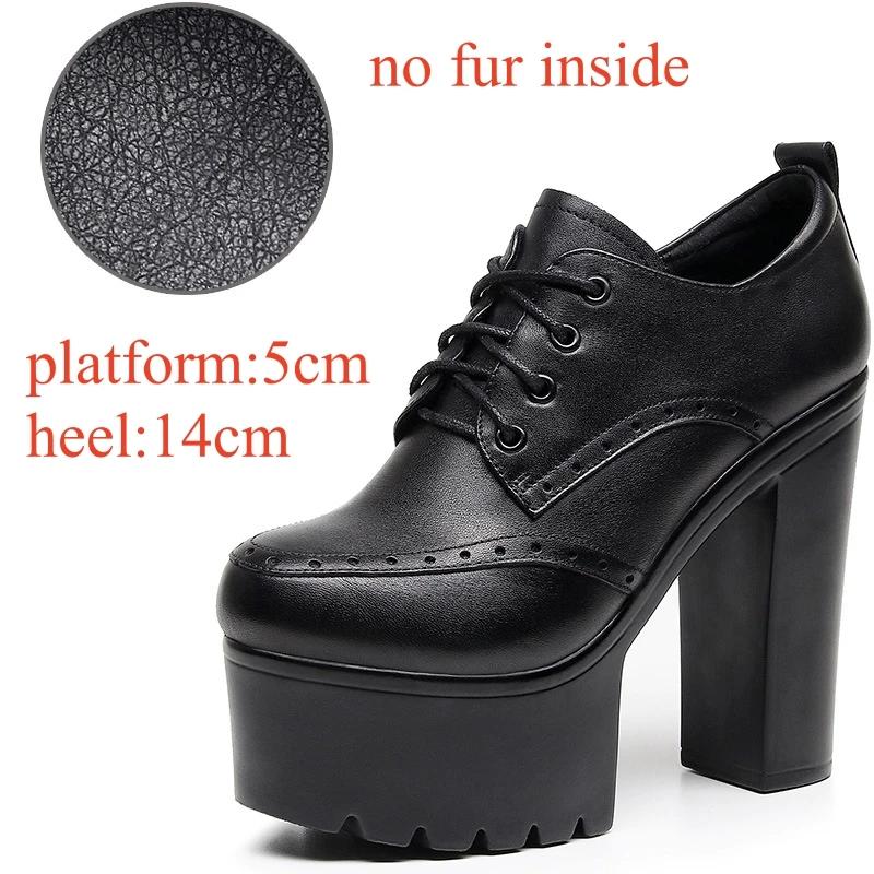 Kleine Größe 32-43 Britische Tiefmaul-Brogues Schuhe Damen Oxfords Herbst Winter 2025 Block Hohe Absätze Schuhe Plateau-Pumps Büro