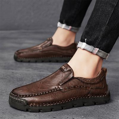 Echtes Leder Herren Freizeitschuhe Loafer Sneaker Neue Mode Bequem Flach Handgefertigt Retro Freizeitschuhe Herrenschuhe Größe 46