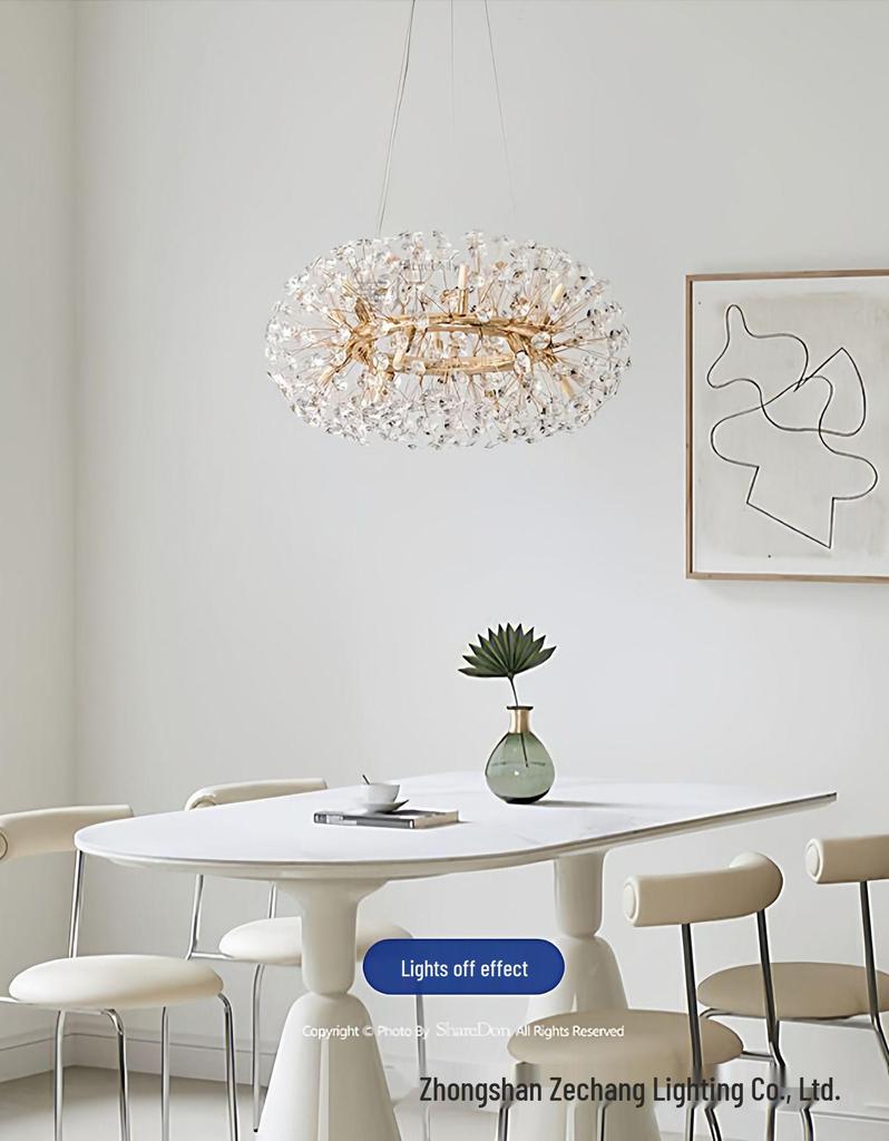 Nordic Dandelion Crystal Pendant Light for Living Room, Bedroom & Bar - Luxurious Creative Style Lighting