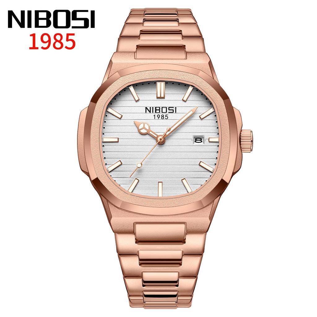 NIBOSI Luxury Man Wristwatch Waterproof Luminous Chronograph Watch for Men Stainless Steel Men's Quartz Watches