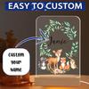 Personalized Night Light for Kids Custom Engraved Name Acrylic LED Lights with Wood Base for Nursery Bedroom Decor Night Lamp, Customized Birthday