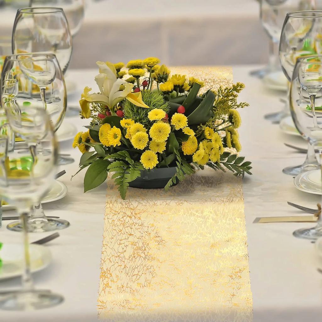 Gold Glitter table flag Wedding table flag tablecloth Birthday party table decoration mesh hot foil table flag