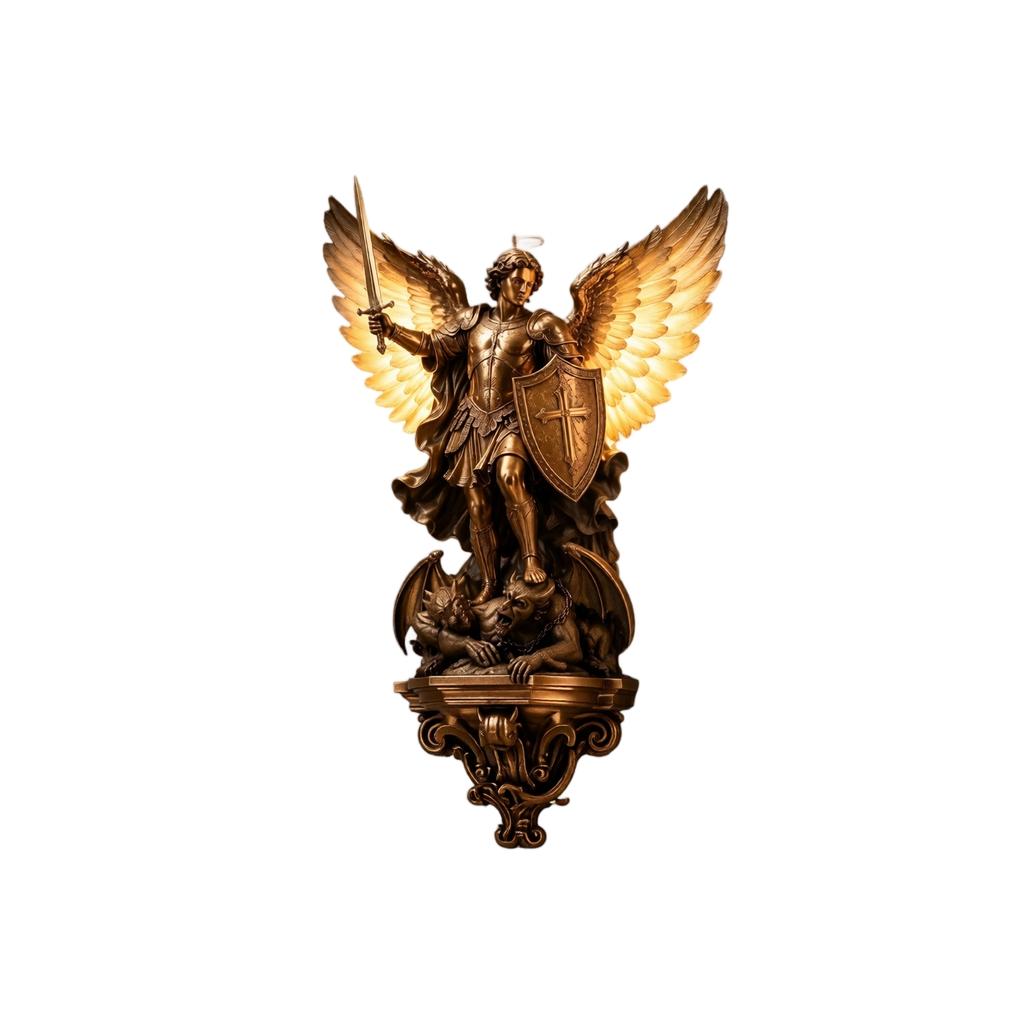 Arranjo de Arcanjo e Deuses em Resina para Parede Luminária Decorativa Arandela de Parede Feita à Mão para Sala de Estar Quarto de Casa