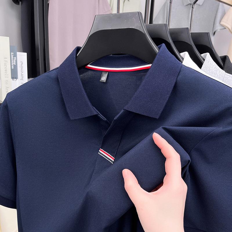 Out-Of App Men'S Light Luxury Short-Sleeved Polo Shirt Men'S Premium Button-Down Lapel Half-Sleeved T-Shirt