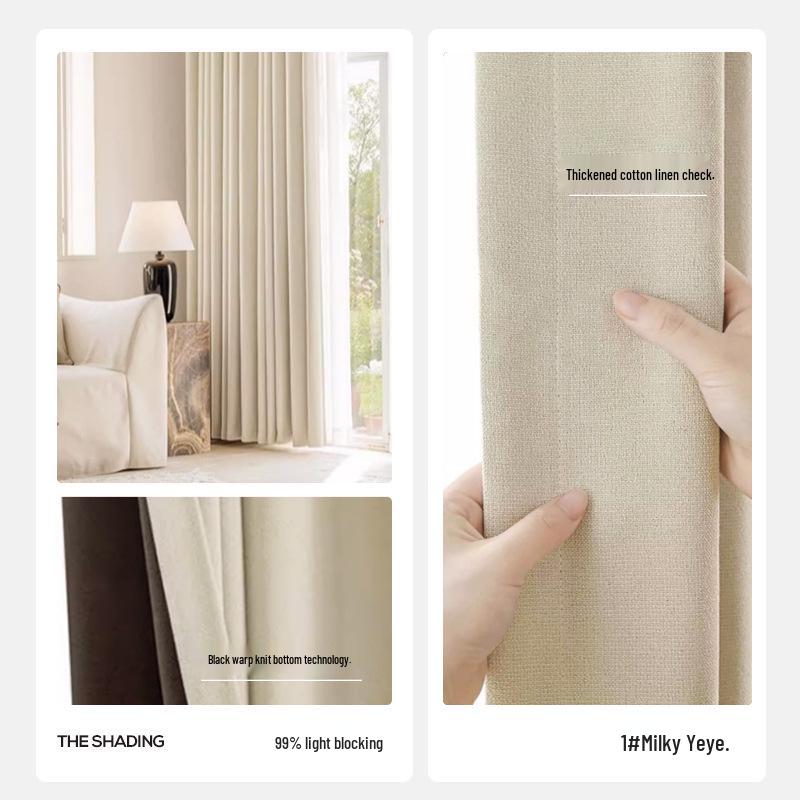 

Шаосинские светонепроницаемые шторы: Современный минималистичный дизайн, утолщенный хлопок-лен, светоблокирующий, теплоизолирующий, для спальни и гостиной. Whole Roll (60+ meters)/meter (Unprocessed)