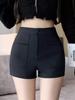 Women's High-Waist Black Bootcut Shorts - Sexy Autumn/Winter Hip-Hugging Wide Leg Pants