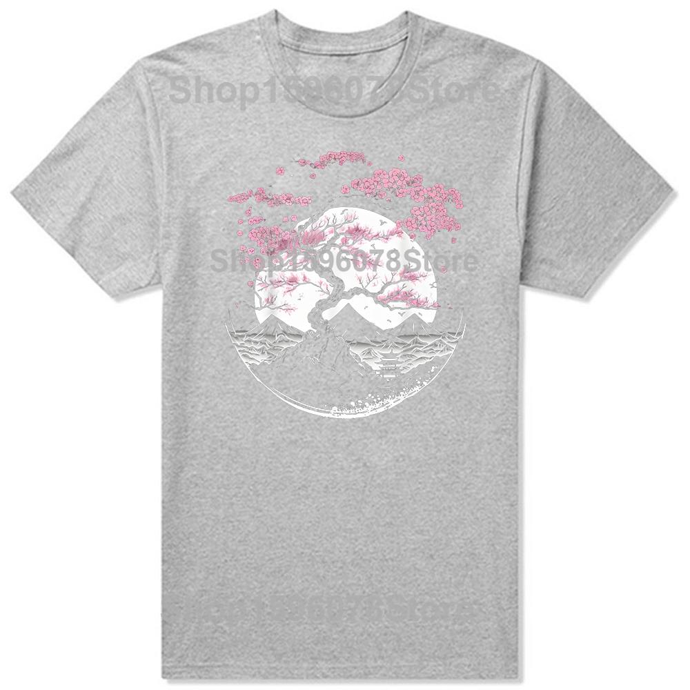 Japanese Cherry Garden Geisha Cherry Blossom Tshirt Women Womens Shortsleeved Round Neck Autumn and Winter Comfort Top