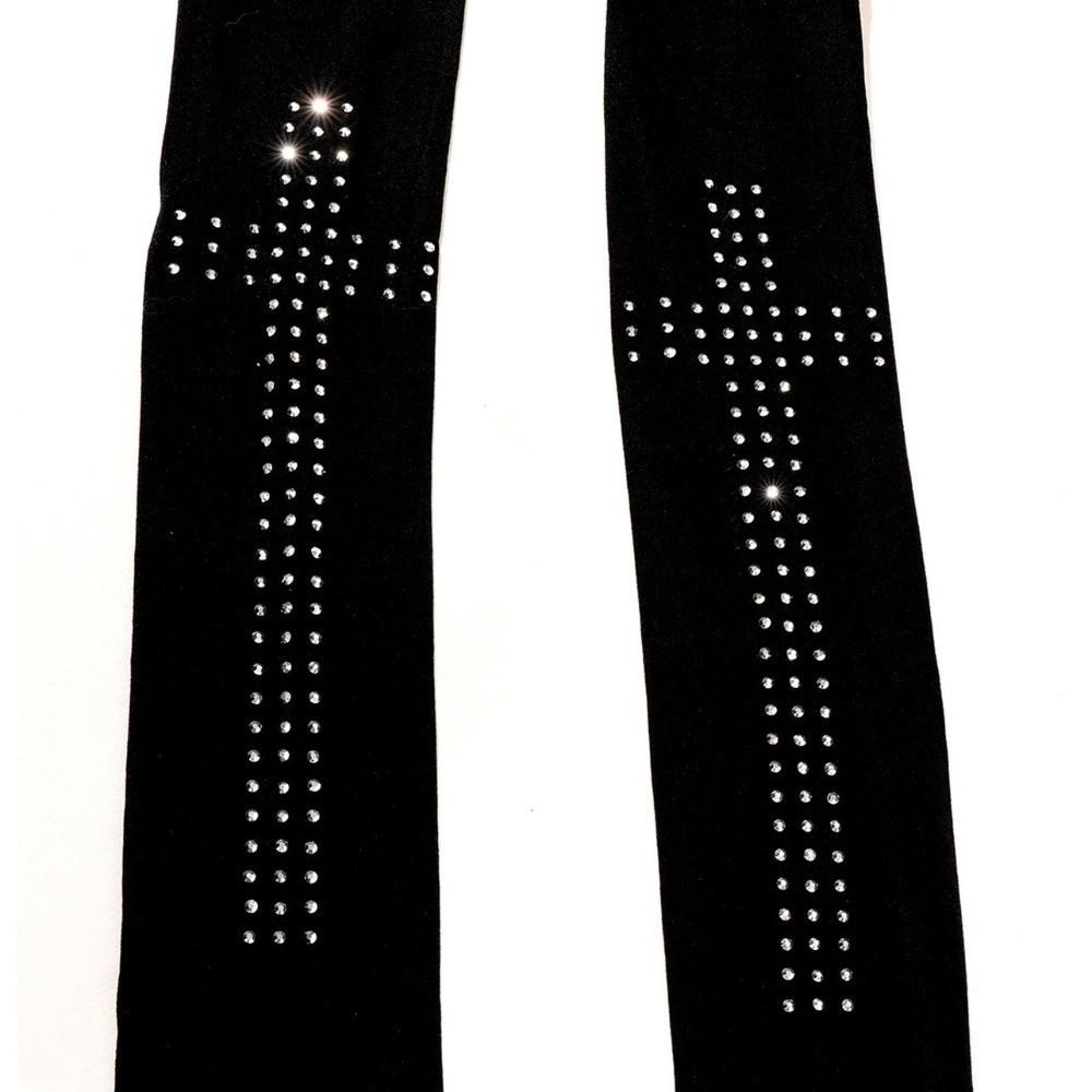 Vintage Black Gothic Tights Breathable Rhinestone Stockings Hip-hop Cross Pantyhose Women