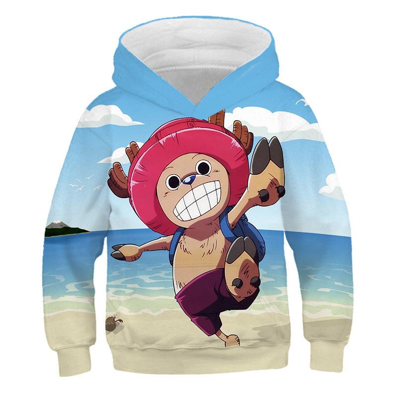Autumn New One Piece Printed Children Pullover Anime Hot-blooded Cartoon Adventure Versatile Hooded Sweatshirt For Men and Women