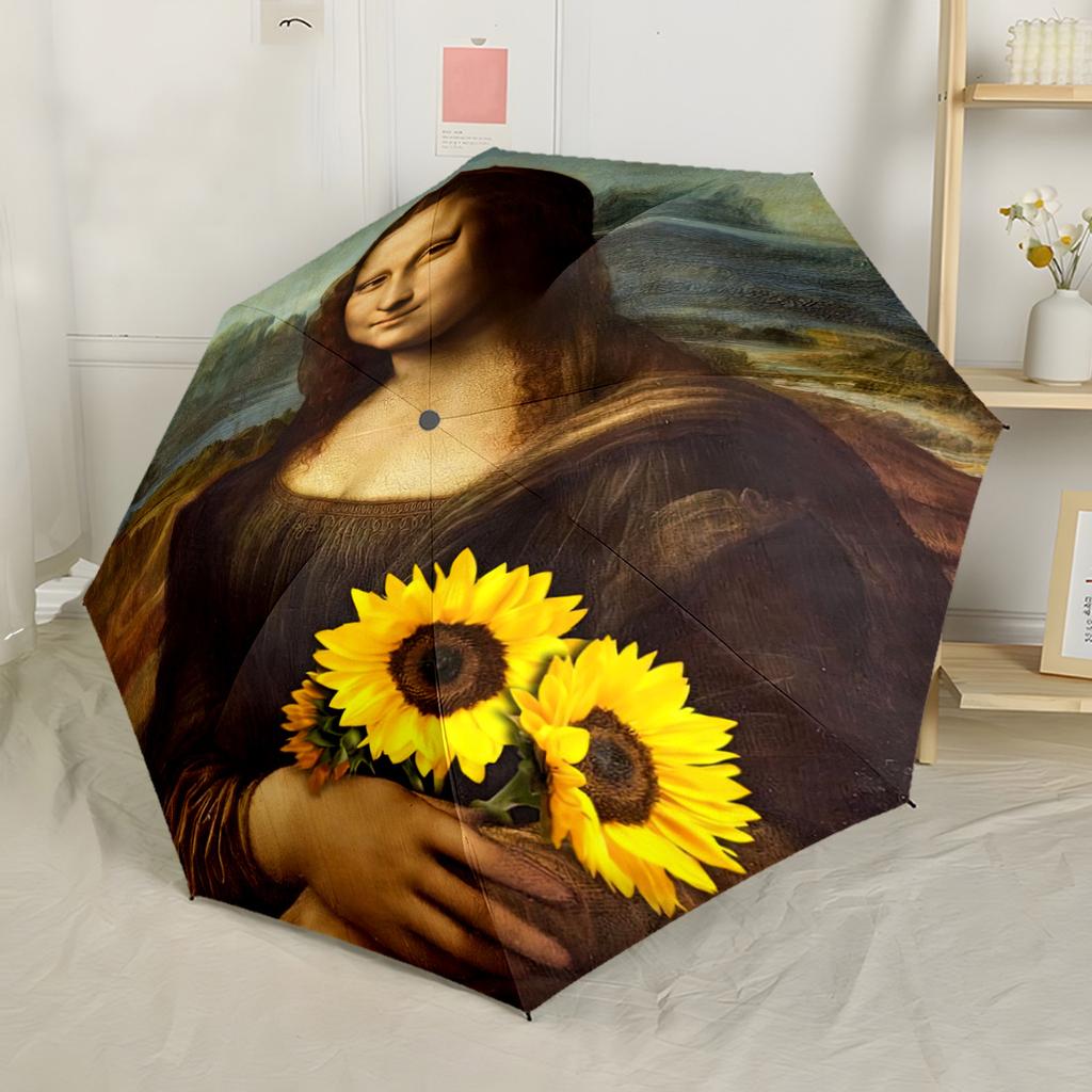 Mona Lisa's Secret Spray Outdoor Automatic Umbrella Compact 8-Rib Design Lightweight for Women/Men Fashion Lovers Perfect Gift for Friends & Family