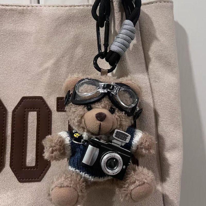 High-Value Bear Camera Keychain Bag Charm Backpack Pendant for Girls, Couples Gift, Ins Style