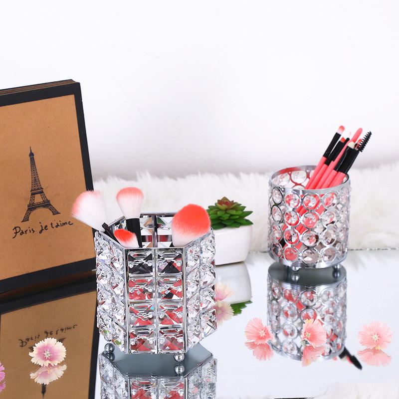 Hexagonal Crystal Pen Holder Makeup Brush Pot Storage Container Home Desktop Decorative Ornament