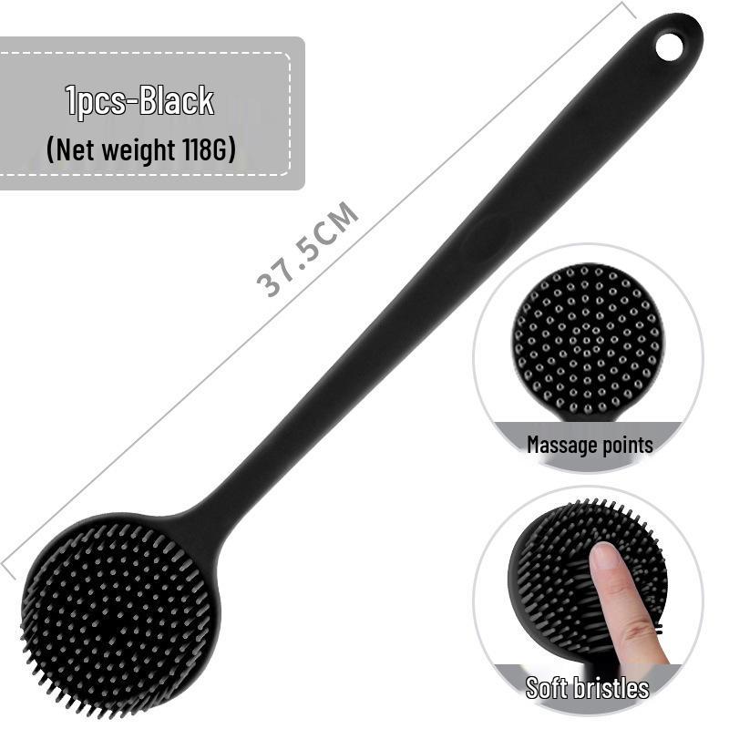 Double-Sided Silicone Bath Brush with Soft Bristles & Long Handle