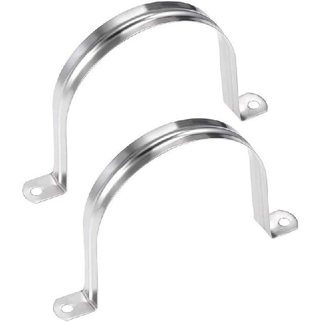 6 Pcs 4inch Rigid Pipe Strap,Two Hole Stainless Steel Strap U Bracket, Widened Tube Strap Tension Clip Assortment Kit Heavy Duty Pipe