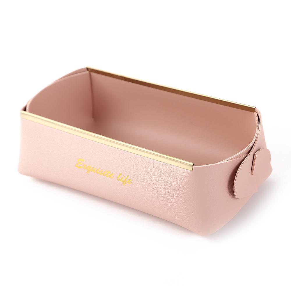 Кожаная складная коробка для хранения украшений и косметики - настольный органайзер для губной помады Large розовый