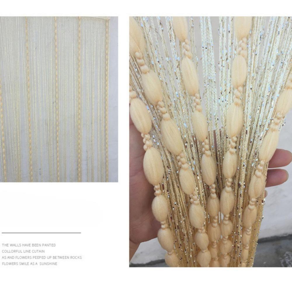 Door String Curtain 2m x 1m Flat Ribbon Thread with Shaggy Tassel Room Divider Home Decor Sequin Curtain for Doorway Door String Curtains