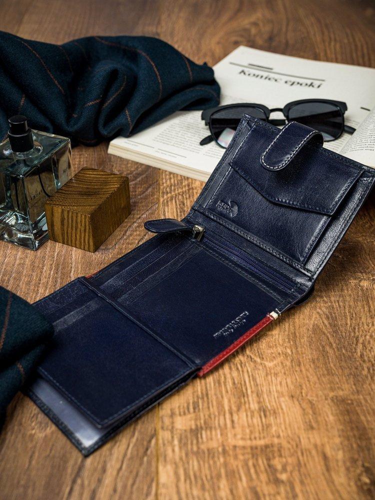 Vertical, two-tone men's wallet made of genuine leather - Rovicky