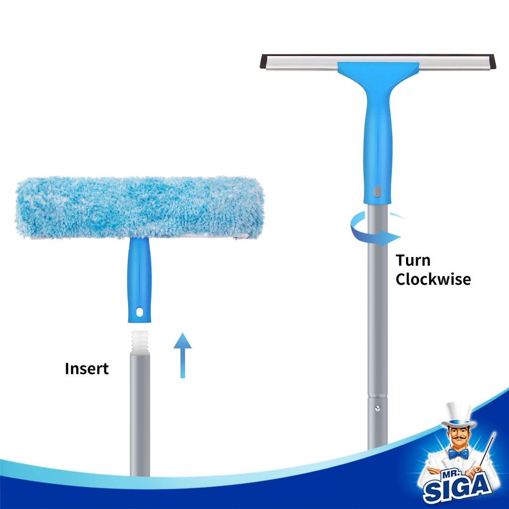 Telescopic Pole for Water Drain Professional Window Cleaning 138CM MR.SIGA 4-stage Squeegee, Wiper, Tool,