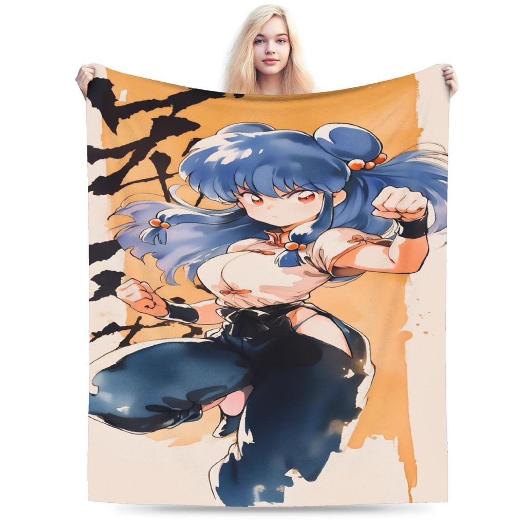 Ranma 1/2 Shampoo Manga Blankets  Wool Funny Warm Throw Blankets for Bedding Lounge  Winter