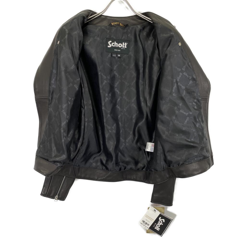 SCHOTT 7607 286US Black Collarless Lambskin Rider's Jacket Jacket 38 blackUsed