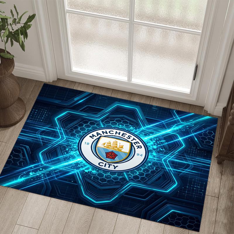 Manchester City Design Crystal Velvet Carpet Cozy Non?Slip Printed Rug For Bedroom Living Room Entrance