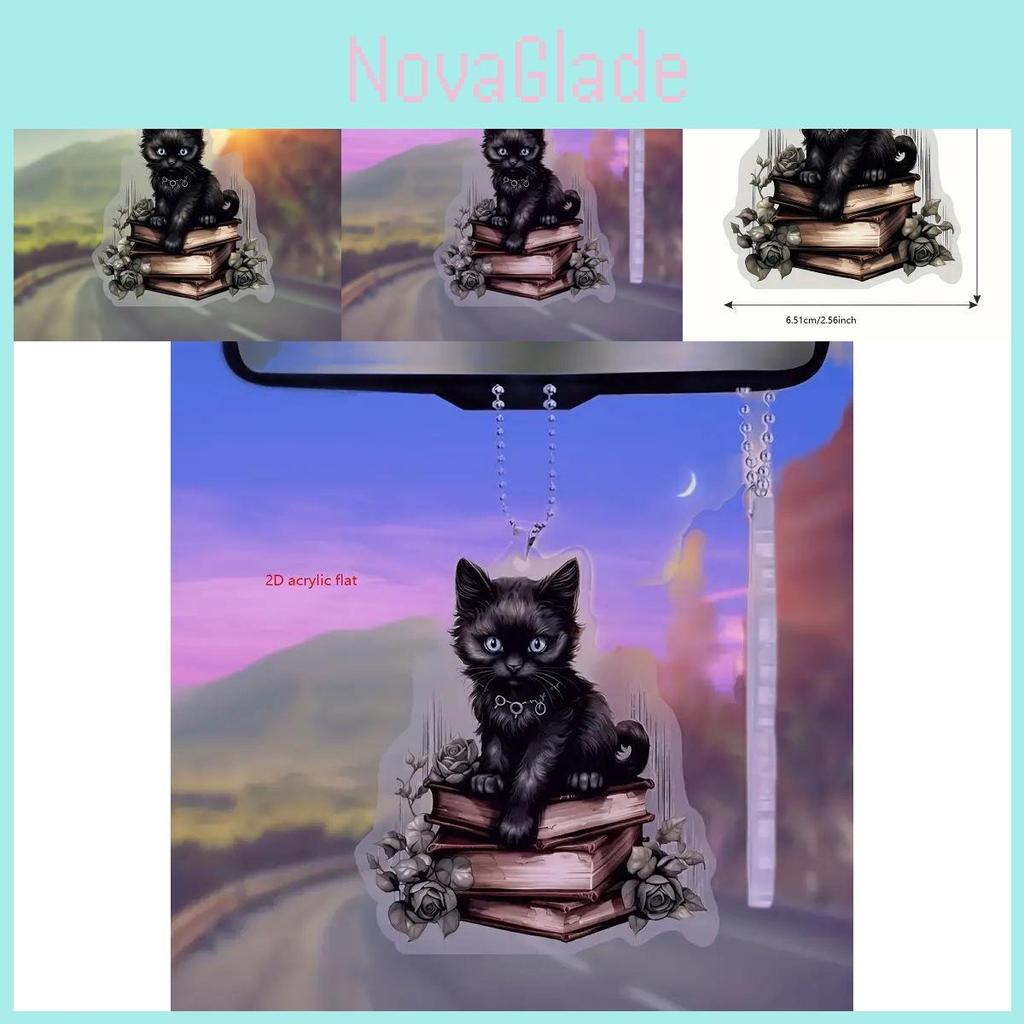 Charming Acrylic Black Cat Hanging Ornament For Car Interior Decoration