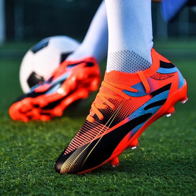 Professional Long Spikes Football Field Cleats Men Women Trend Pink Soccer Shoes Society Man Trainers Futsal Sneakers Size 33-46