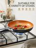 LMETJMA 8 10 12inch Copper Non Stick Frying Pan With Lid Scratch Resistant Ceramic Coating Skillet Egg Pan Cooking Omelet Pan