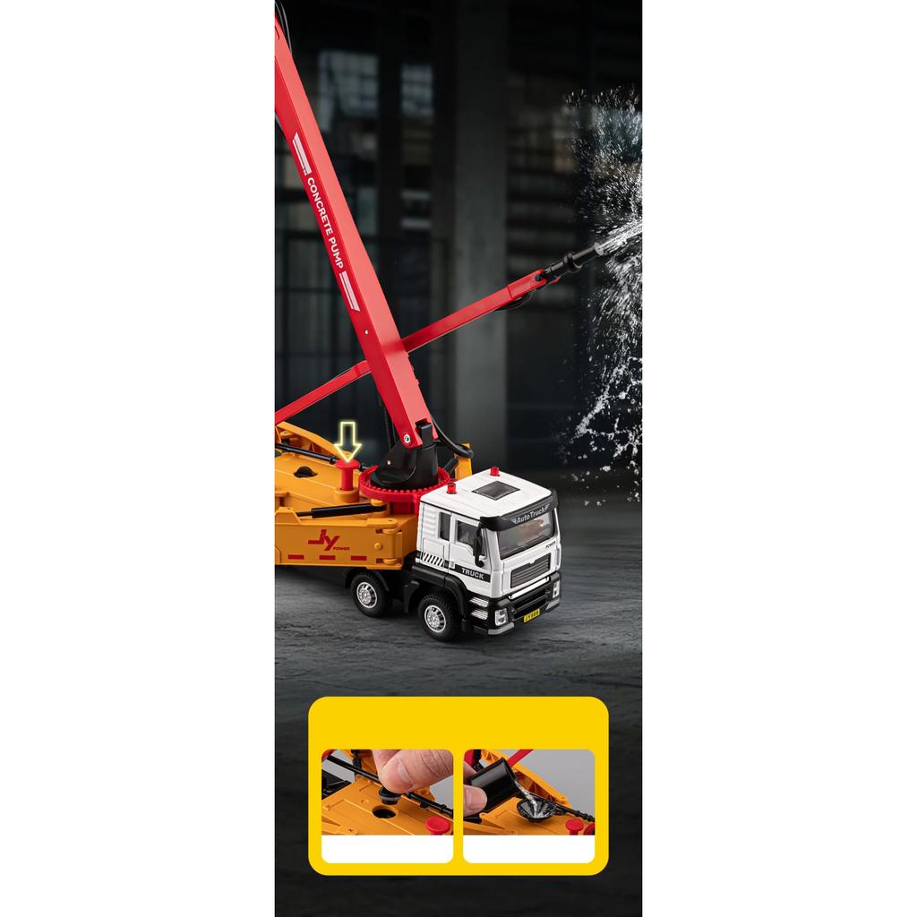 1/50 Cement Concrete Pump Truck Engineering Vehicle Ladder Trucks Toy Car Sound Light Pull Back Doors Opened Vehicle Collection