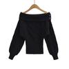 Women's One-Shoulder Sweater - New Korean Style, Waist-Cinching Casual Knit Top