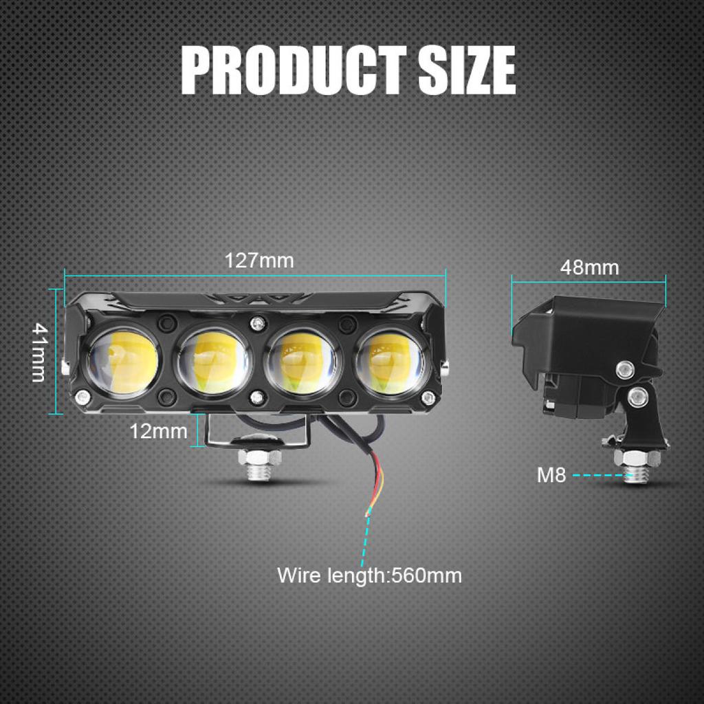 Mini Driving Light Motorycle Led Light Headlight Hi/Lo Beam White+Yellow Spotlight Fog Lamp for Car Trucks SUV UTV 12V 24V