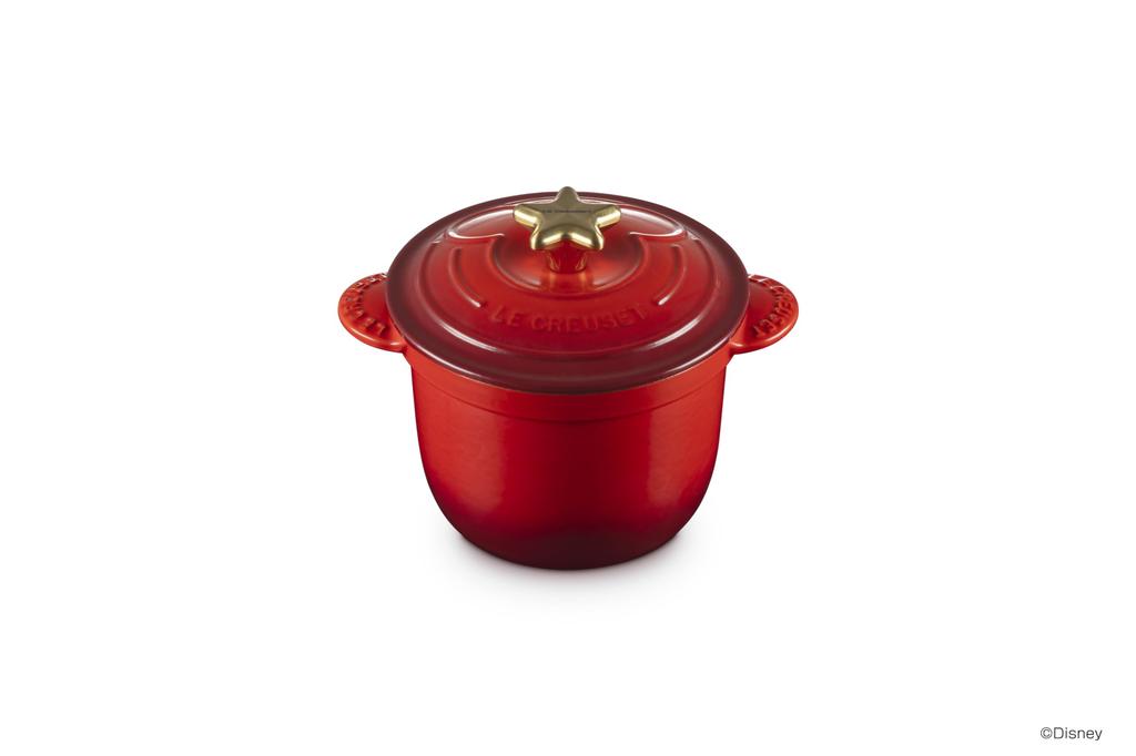 LE CREUSET Mickey Every Enamel Cast Iron Cherry Red Oven and Dishwasher Safe Japanese Mouse/Cocotte 18" Pot, (Start Knob), [Official Product]
