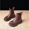 Thick-soled Leather Boots Women's 2025 Autumn and Winter New Small Height-increasing Ankle Velvet Cigarette Boots Fashion Pumps