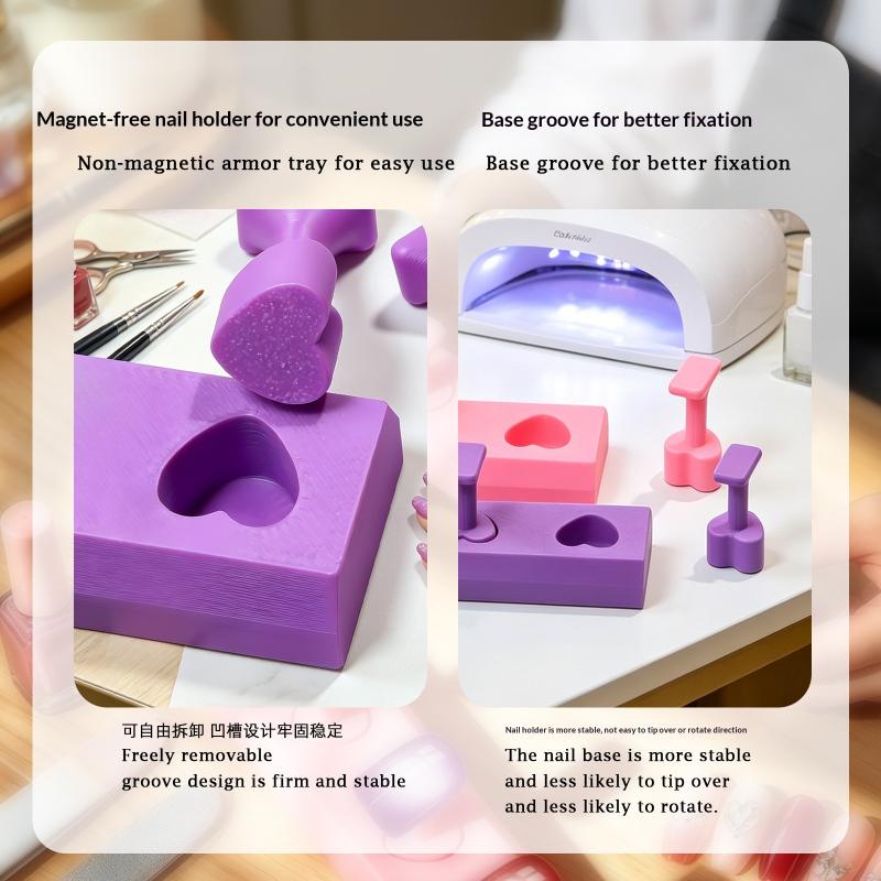 1 Set Non-Magnetic Fake Nail Holder Gel Polish Practice Display Stand Plastic Showing Shelf Nail Art Photography Tool